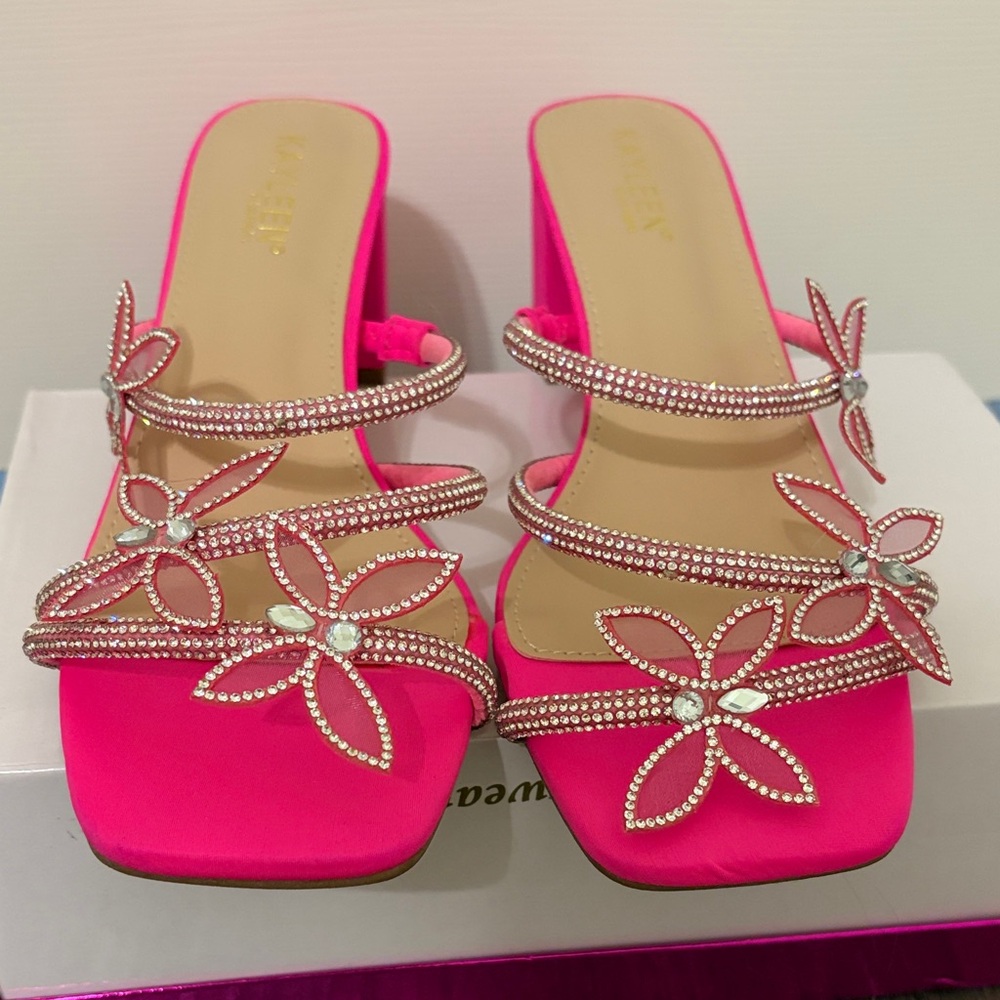 KAYLEEN By Los Angeles Vibrant Pink Butterfly Heels